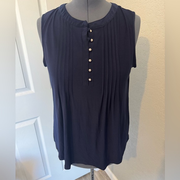 Navy Pleated Tank - Picture 1 of 4